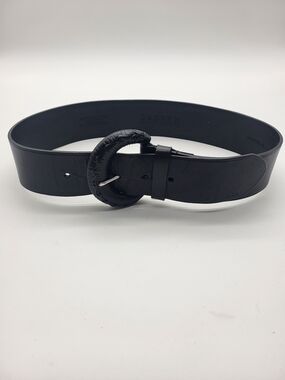 Ralph Lauren Black Embossed Leather Belt Strap